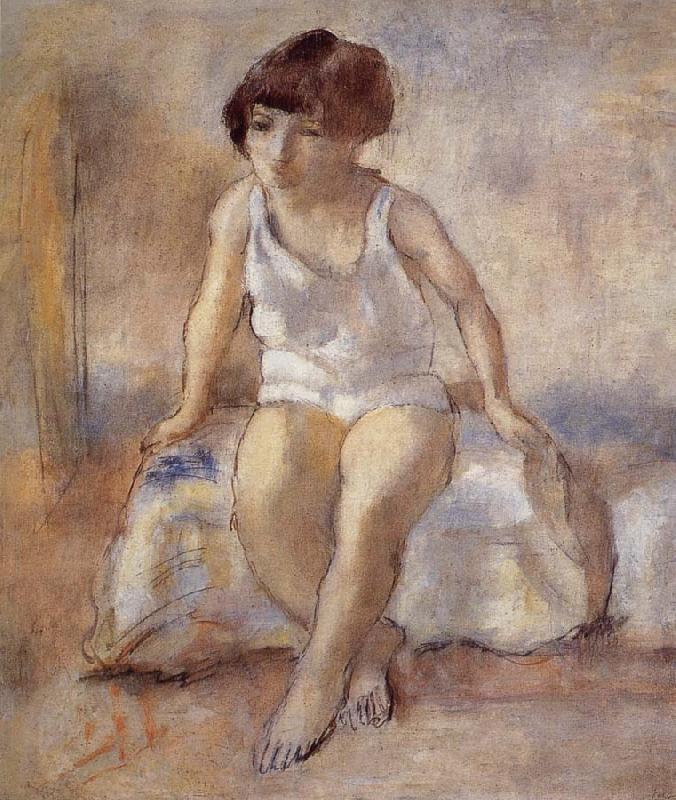 Jules Pascin The maiden wear the white underwear from French oil painting picture